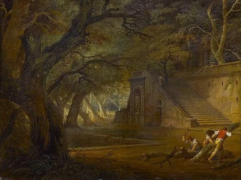 1746-Jean-Baptiste Coste - Ampio paesaggio con figure - attribuito